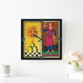 ANTIQUE RENAISSANCE TAROTS /DIE SONNE UND DER MOND QUADRATISCHE WANDUHR (Zuhause)