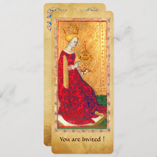 ANTIQUE RENAISSANCE TAROTS QUEEN DES CUPS-Programm Programm (Vorne/Hinten)