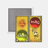 ANTIQUE RENAISSANCE TAROTS /SONNE UND ACE-SCHWERTE MAGNET (Vorderseite/Rückseite)