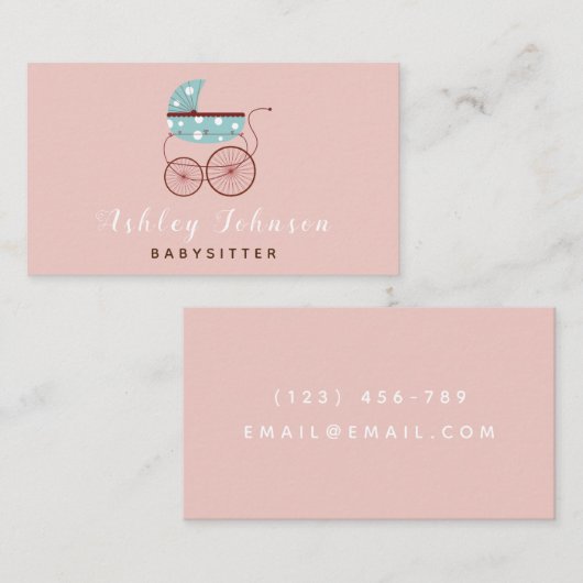 Antique Retro Baby Carriage Kindermädchen Kindermä Visitenkarte (Vorne/Hinten)