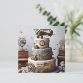ANTIQUE RETRO FLUGZEUG CAKE BIRTHDAY KARTE (Stehend Vorderseite)
