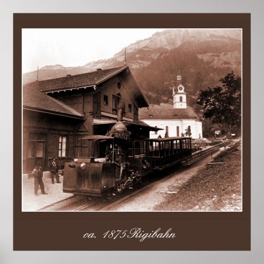 Antique Rigi Bahnbetrieb und Bergstation 2011 Foto Poster (Vorne)