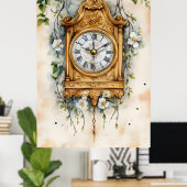 Antique Rococo-style clock, likely painted in wate Poster (Heimbüro)