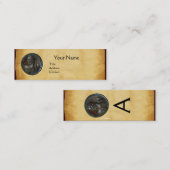 ANTIQUE ROMAN BRONZE MEDALLION MONOGRAM Perchment Mini Visitenkarte (Vorne/Hinten)