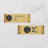 ANTIQUE ROMAN BRONZE MEDALLION MONOGRAM Perchment Mini Visitenkarte (Vorne/Hinten)