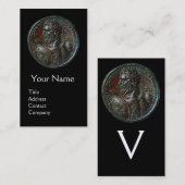 ANTIQUE ROMAN BRONZE MEDALLION MONOGRAM, schwarz Visitenkarte (Vorne/Hinten)
