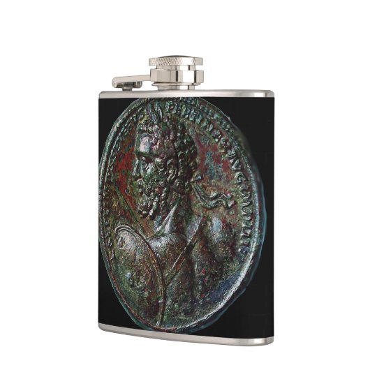 ANTIQUE ROMAN BRONZE MEDALLION schwarz Flachmann (Links)