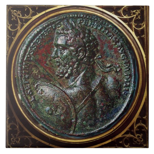 ANTIQUE ROMAN BRONZE MEDALLION SEPTIMUS SEVERUS FLIESE (Vorderseite)