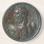 ANTIQUE ROMAN BRONZE MEDALLION SEPTIMUS SEVERUS GETRÄNKEUNTERSETZER (Vorne)