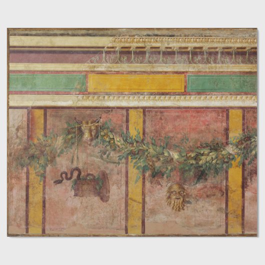 ANTIQUE ROMAN FRESCO,SATYR MASK,GARLAND,FRUITS  GESCHENKPAPIER (Flach)