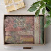 ANTIQUE ROMAN FRESCO,SATYR MASK,GARLAND,FRUITS  SEIDENPAPIER (Geschenk)