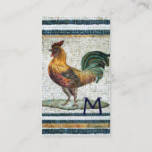 ANTIQUE ROMAN MOSAICA / ROOSTER MONOGRAM Blau Visitenkarte (Rückseite)