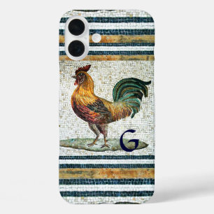 ANTIQUE ROMAN MOSAICA / ROOSTER MONOGRAM iPhone 16 PLUS HÜLLE