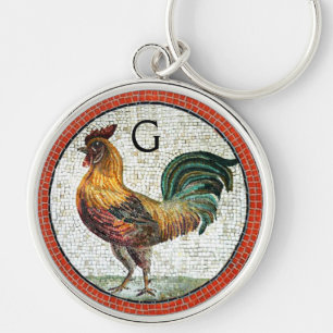ANTIQUE ROMAN MOSAICA / ROOSTER MONOGRAM SCHLÜSSELANHÄNGER