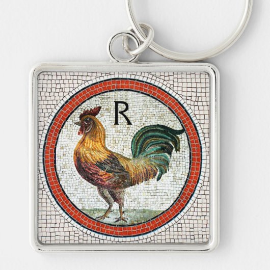 ANTIQUE ROMAN MOSAICA / ROOSTER MONOGRAM SCHLÜSSELANHÄNGER (Vorne)