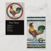 ANTIQUE ROMAN MOSAICA / ROOSTER MONOGRAM VISITENKARTE (Vorne/Hinten)