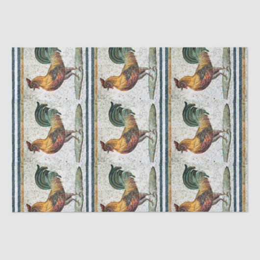 ANTIQUE ROMAN MOSAICA / ROOSTER SEIDENPAPIER (Vorderseite)