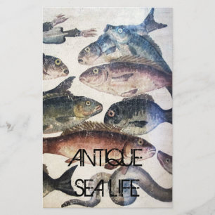ANTIQUE ROMAN MOSAICS, FISCHE, MEERESLEBENSZENE BRIEFPAPIER