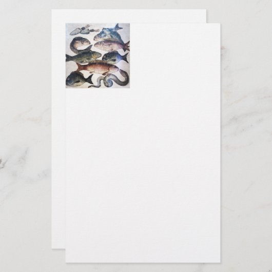 ANTIQUE ROMAN MOSAICS, FISCHE, MEERESLEBENSZENE BRIEFPAPIER (Vorne/Hinten)