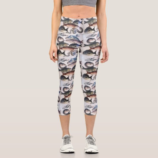ANTIQUE ROMAN MOSAICS, FISCHE, MEERESLEBENSZENE CAPRI LEGGINGS (Vorderseite)
