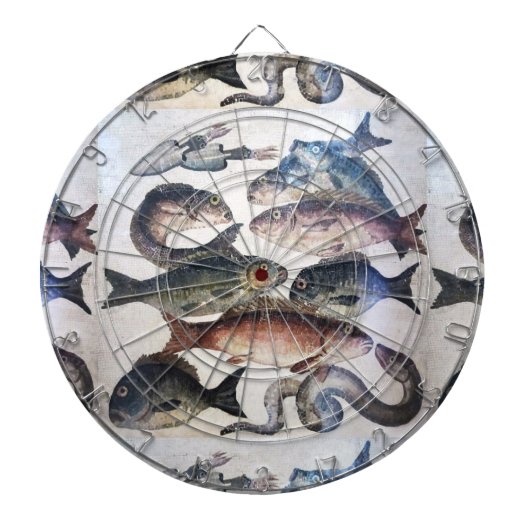 ANTIQUE ROMAN MOSAICS, FISCHE, MEERESLEBENSZENE DARTSCHEIBE (vorne)