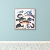 ANTIQUE ROMAN MOSAICS, FISCHE, MEERESLEBENSZENE LEINWANDDRUCK (Insitu (Holzboden))