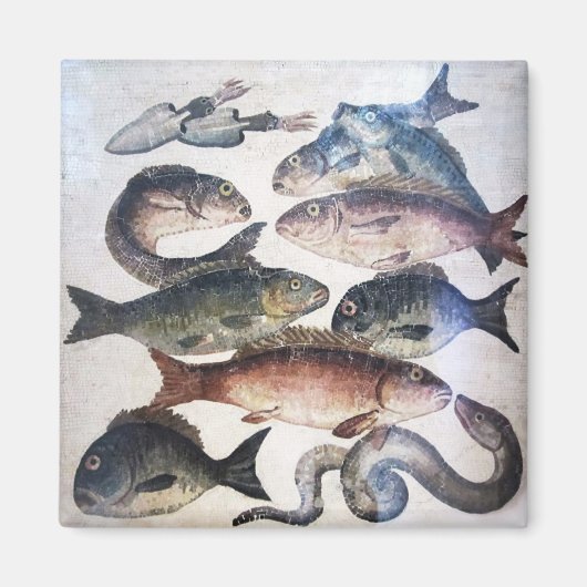 ANTIQUE ROMAN MOSAICS, FISCHE, MEERESLEBENSZENE MAGNET (Vorne)