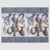 ANTIQUE ROMAN MOSAICS,FISCHE,OZEANSEESKENE SEIDENPAPIER (Vorderseite)