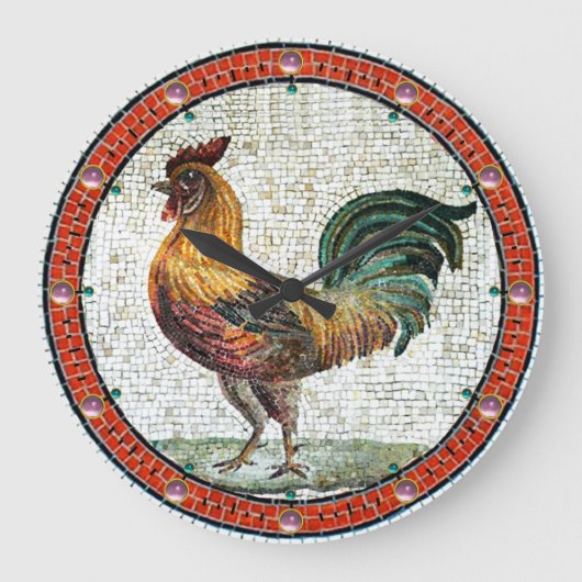 ANTIQUE ROMAN MOSAICS / ROOSTER GROßE WANDUHR (Vorderseite)