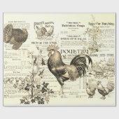 Antique Rooster Gartenbau Ads Ephemera Beige Geschenkpapier (Flach)