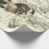 Antique Rooster Gartenbau Ads Ephemera Beige Geschenkpapier (Ecke)