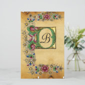 ANTIQUE ROSE MITTELALTERLICHES FLORALPARKIERMONOGR BRIEFPAPIER (Stehend Vorderseite)