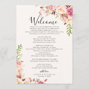 Antique Rose Wedding Itinerary - Guest Agenda Programm