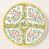 Antique Rose Yellow & Pink Floral Sandstone  Getränkeuntersetzer (Vorne)