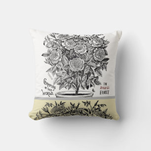 Antique Rosebush - Ihre Textwahl Kissen