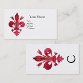 ANTIQUE ROTE LILIE IM WEISSEN MONOGRAM VISITENKARTE (Vorne/Hinten)