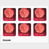 ANTIQUE ROTES WEIN ROTES WAX SIEGEL QUADRATISCHER AUFKLEBER (Blatt)