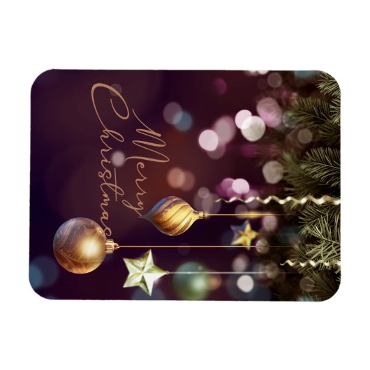 Antique Ruby Frohe Weihnachten Foto Magnet (Horizontal)