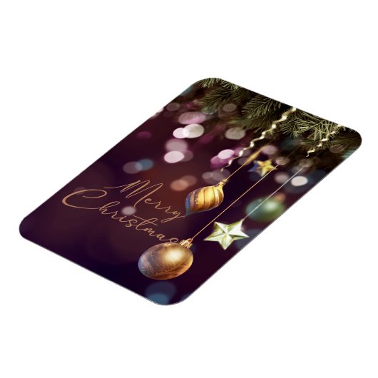 Antique Ruby Frohe Weihnachten Foto Magnet (Linke Seite)