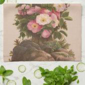 Antique Rustic Cross, Wild Roses, Easter Card, Geschirrtuch (Gefaltet)