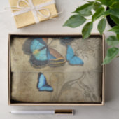 Antique Rustic Decoupage N Blue Butterflies Tee Seidenpapier (Geschenk)