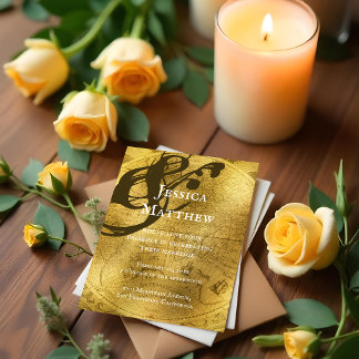 Antique Rustic Gold Karte Einladung Hochzeit