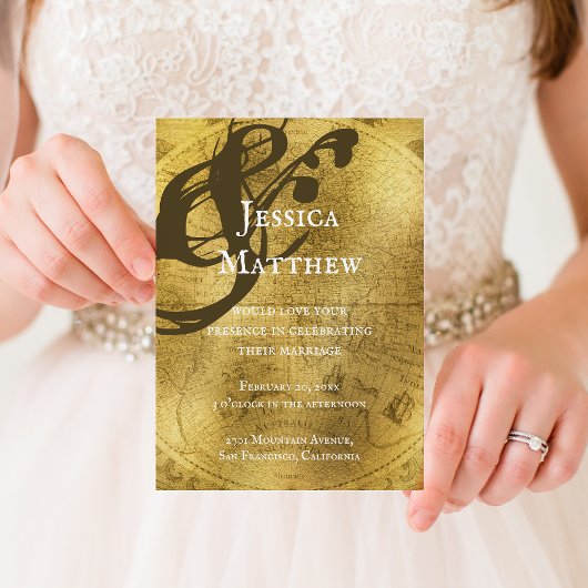 Antique Rustic Gold Karte Einladung Hochzeit