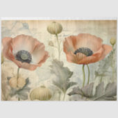 Antique Rustic Poppies Ephemera Decoupage Seidenpapier (Vorderseite)