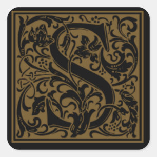 Antique S Monogram Quadratischer Aufkleber