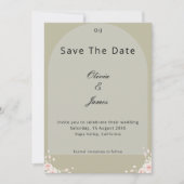 Antique Sage Green Whispered Petals Elegant Script Save The Date (Vorderseite)