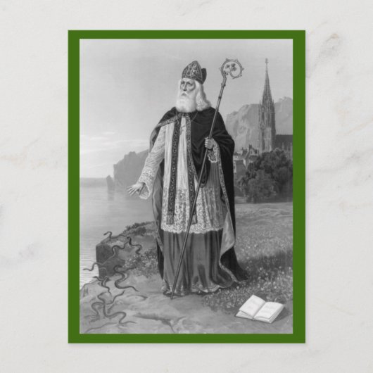 Antique Saint Patrick, die Schlangen und die Bibel Postkarte (Vorderseite)