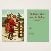 ANTIQUE SANTA IN SNOWSHOES GIFTS TAG CARD (Vorne & Hinten)