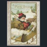 ANTIQUE SANTA UND SLEIGH MERRY CHRISTMAS SEIDENPAPIER<br><div class="desc">Ein altes Lithographiebild,  alte Weihnachtskarte mit Weihnachtsmann und seinem Schlitten voller Spielzeug. Ein alter Text und Typografie auf verwitterten Pergament. Für weitere Weihnachtsabdrücke siehe die Sammlung von SalvageScapes Store CHRISTMAS & WINTER NOSTALGIA</div>