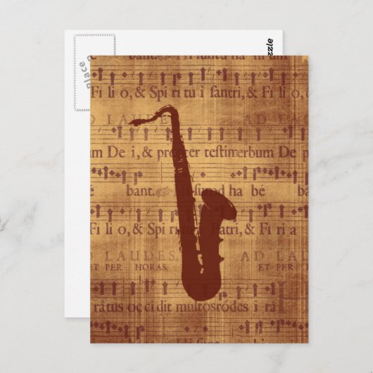 Antique Saxophon Postkarte (Vorne/Hinten)